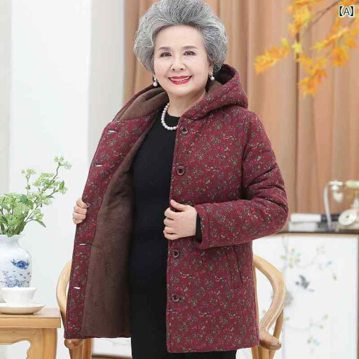 防寒コート おばあちゃん 婦人服 裏起毛 厚手 綿 コート レディース 冬 スタイル 母親 綿入り ジャケット フード付き コート 花柄 シンプル カジュアル 防寒コート おばあちゃん 婦人服 裏起毛 厚手 綿 コート レディース 冬 スタイル 母親 綿入り ジャケット フード付き コート 花柄 シンプル カジュアル