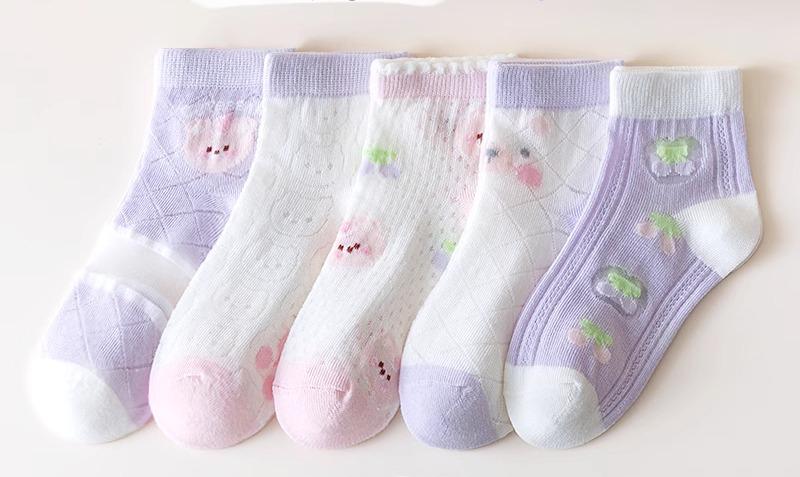 キッズファッション 靴下 コットン ソックス カジュアル 通気性 抗菌 メッシュ 柔らかい 柄物 肌触り 衣料品 外出 屋外 屋内 おしゃれ 幼児 ベビー 女の子 子供 夏