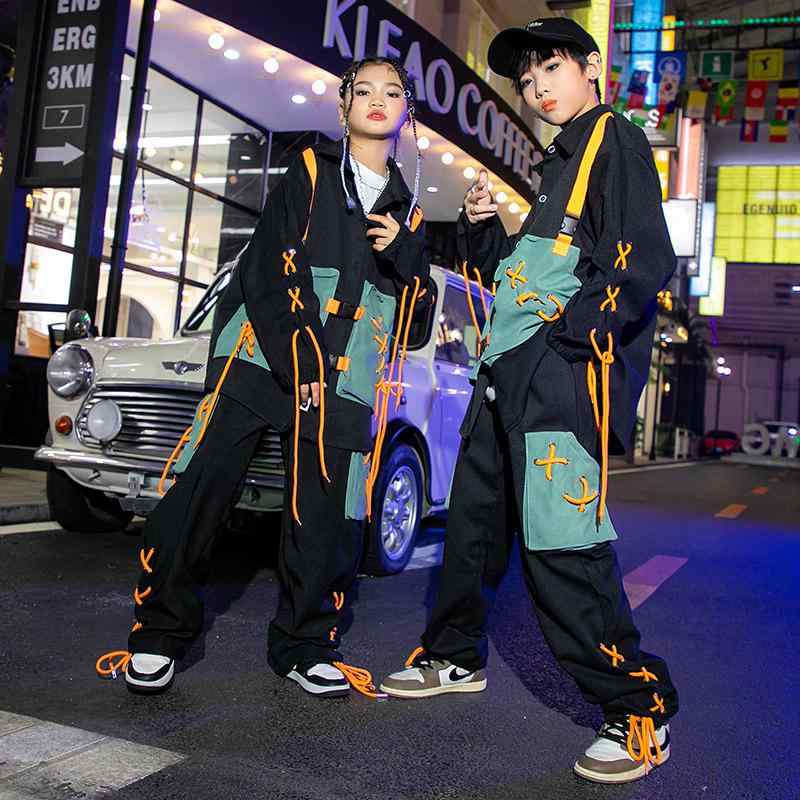 ダンスウェア 衣装 セットアップ ジャケットスーツ ヒップホップ ジャズダンス ワイドフィット 秋 キッズ ガールズ ボーイズ ストリート 練習着 バラエティー