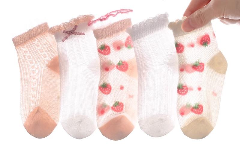 Rakuten - キッズファッション 靴下 コットン ソックス カジュアル 通気性 柔らかい 柄物 薄手 フィット感 肌触り 衣料品 外出 屋外 屋内 おしゃれ 幼児 ベビー 女の子 子供 夏
