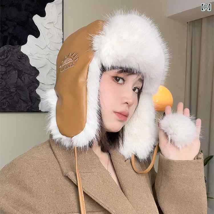 帽子 レディース 冬 革 サイクリング スキー 防風性 耐寒性 耳保護 厚手 暖かい キャップ ハット ファッション カジュアル 普段使い ふわふわ