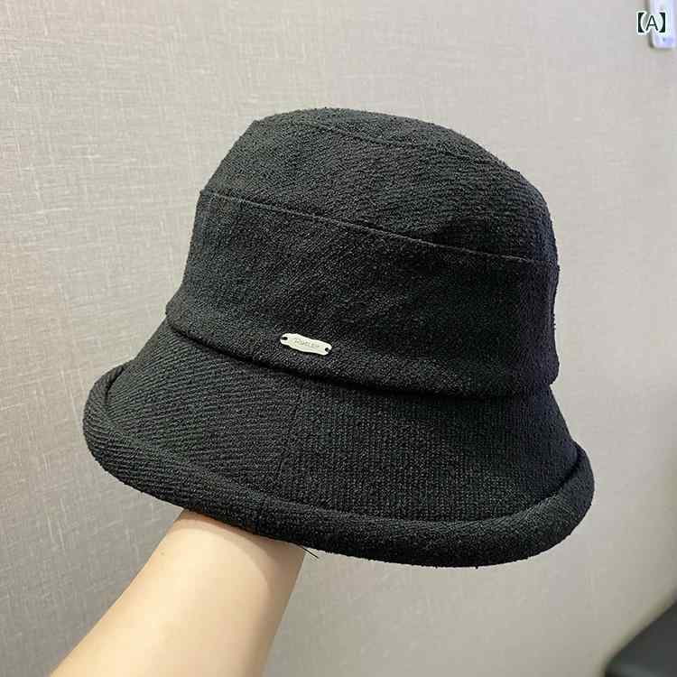 ファッション 女性用 韓国 カール ドーム バケット ハット 折りたたみ シンプル 無地