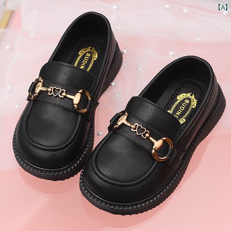 フォーマルシューズ キッズ ジュニア シューズ レザー 英国風 ガールズ シューズ パフォーマンス ロー..