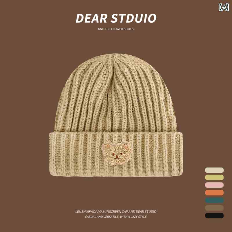 帽子 防寒 ファッション アクセサリー レディース 手袋 かわいい クマ 秋冬 女性用 ニット 小顔 耳保護..