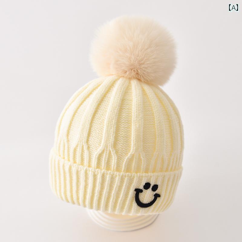 ベビー 帽子 秋冬 男の子用 ウール キャップ 幼児用 ニット帽 ボーイ 女の子用 秋 ボール かわいい プ..