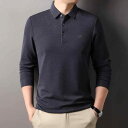 メンズ トップス 高級感 春秋 長袖 Tシャツ 中年 ビジネス カジュアル ポロカラー 無地 お父さん シンプル 男性用 服