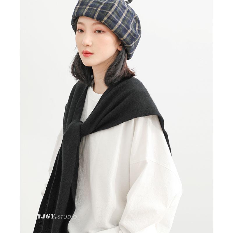 ショルダー ショール 秋冬 女性用 ニット スカーフ ウールアクセント 韓国 ファッション スタイリッシュ