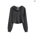 パーカー フード付き スウェット トップス インナーセット ジッパー ショート丈 短い 韓国 レディース 春夏 フリーサイズ シンプル カジュアル 着回し コー...