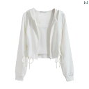 パーカー フード付き ジャケット トップス インナーセット ジッパー レディース 秋 フリーサイズ シンプル スリム フィット 巾着 カジュアル