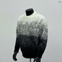 メンズ セーター ニット 長袖 秋冬 白灰黒のグラデーションカラーデザイン プルオーバー トップス 雪景色 ソフト ラウンドネック おしゃれ モダン シンプル あたたかい 個性的 リラクシング