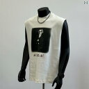 メンズ Tシャツ 袖なし アメリカン 夏 コットン ストリートファッション 白 ホワイト フロントリアル女性プリント モノクローム ラウンドネック カジュアル ヴィンテージ風 アート ベストスタイル