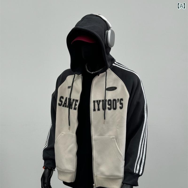 パーカー ジャンバー トレーナー アウター トップス メンズ フード付き ストリート アウトドア ポケット ジッパー 秋 ファッション