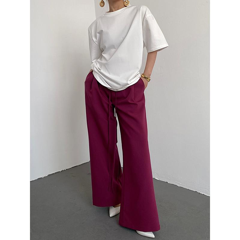 パンツ ズボン レディース おしゃれ ファッション アメリカン ハイエンド 夏 ストラップ ワイドレッグ シンプル カジュアル スタイリッシュ モード エレガント