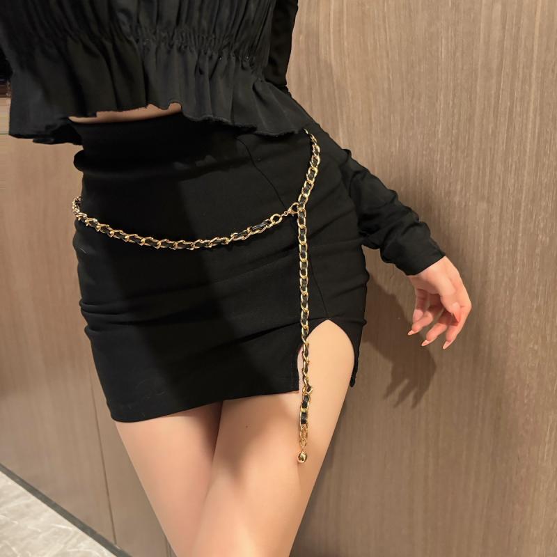 ウエストチェーン アクセサリー レディース おしゃれ ファッション 黒 エレガント キャンバス ハイエンド メタル ベルト スタイリッシュ モダン カジュアル