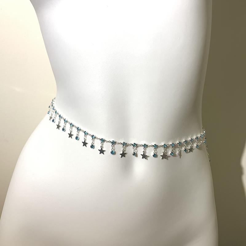 ウエストチェーン アクセサリー レディース おしゃれ ファッション 2重ネックレス サマー 女性 スター ボディチェーン メタル フェミニン スタイリッシュ
