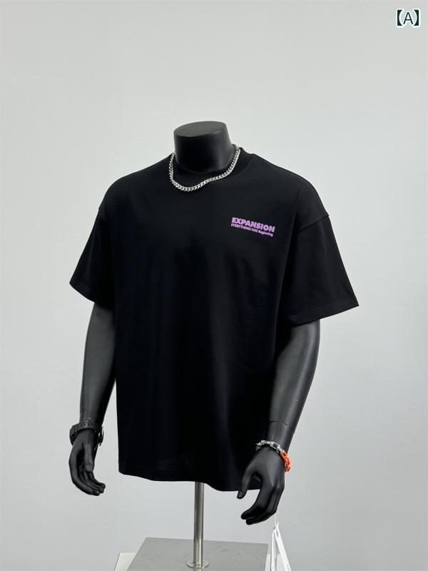 メンズ Tシャツ 半袖 アメリカン 夏 コットン トップス 韓国スタイル 前と後ろに英字プリント ベースカ..