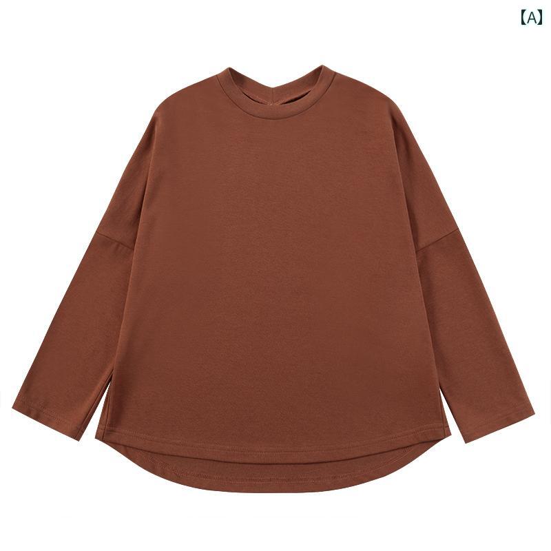 女の子 トップス シンプル ユニセックス ラウンドネック 長袖 オールシーズン シンプルデザイン キッズ カジュアル コーディネート