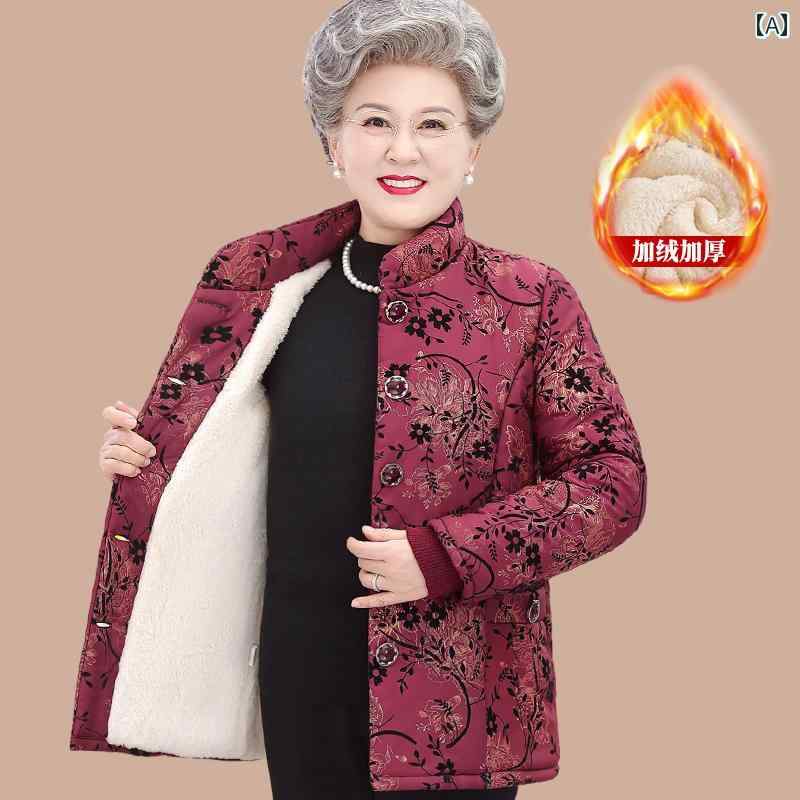 レディース 防寒着 おばあさん 綿コート ズボン セット 70歳 ゆったり コート 伝統的 ジャケット お母さん 厚手 動きやすさ