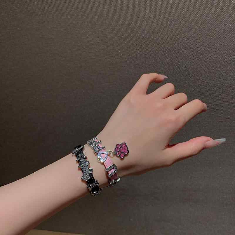 ブレスレット アクセサリー レディース おしゃれ ファッション 黒 ピンク ゴシック パンク Y2K スイート クール 女性 ストリート ユニーク プレゼント