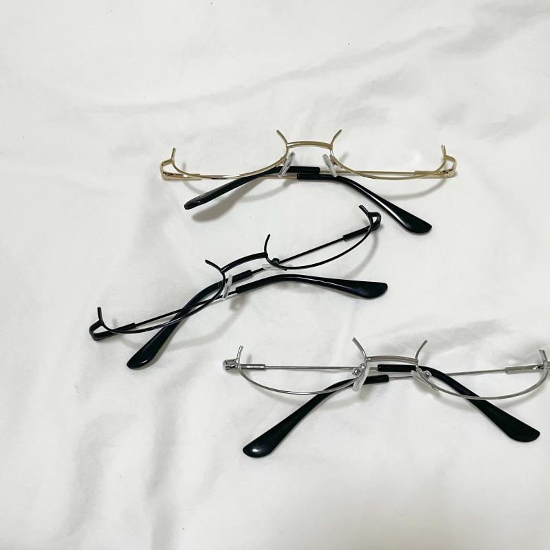 メガネフレーム レンズレス アクセサリー レディース おしゃれ ファッション かわいい アンダーリム ハーフリム 写真 小道具 装飾 韓国 シンプル クラシカル