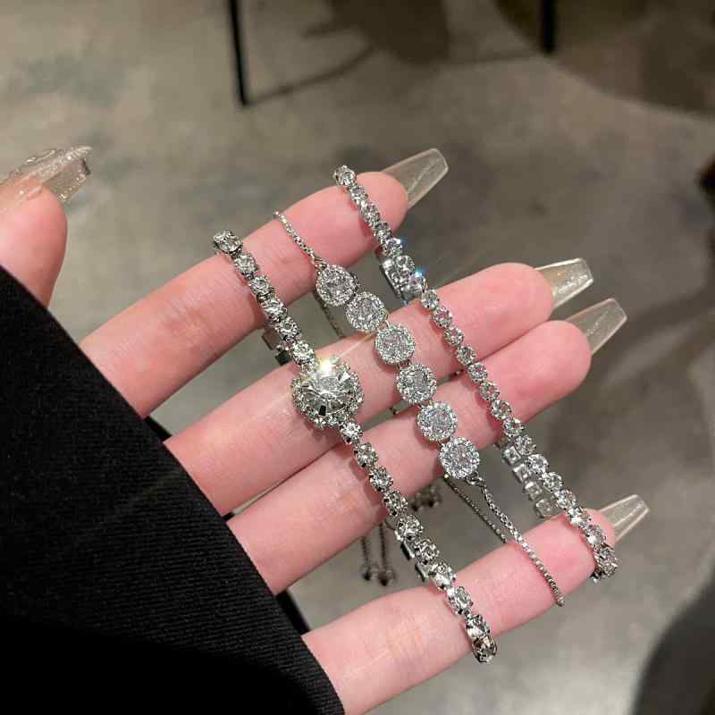 ブレスレット アクセサリー レディース おしゃれ ファッション 女の子 シンプル 韓国 ジルコン スタッキング ハイエンド レイヤード カジュアル エレガント