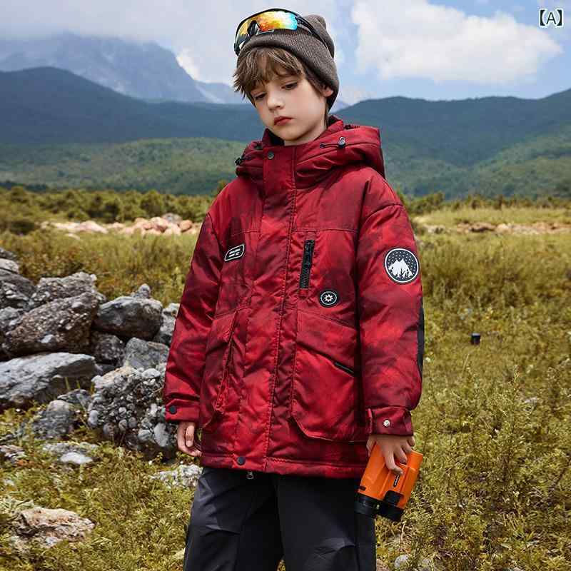 ボーイズ ダウン ジャケット 子供 冬服 厚手 小中学生 男の子 暖かい フード付き ダウンジャケット アウター キッズファッション カジュアル マンパ 防寒