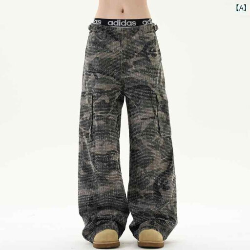 デニムパンツ カモフラ アメリカン レトロ 迷彩 ジーンズ メンズ レディース ゆったり ストリート デイリー スタイル ジャカード パンツ デニムパンツ カモフラ アメリカン レトロ 迷彩 ジーンズ メンズ レディース ゆったり ストリート デイリー スタイル ジャカード パンツ