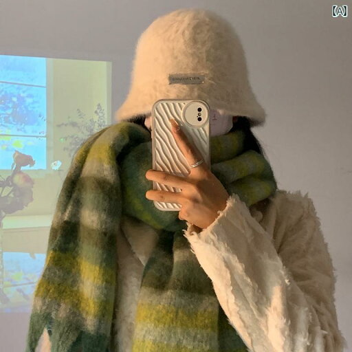 マフラー 冬 レディース レトロ グリーン ロング スカーフ 厚手 暖かい モヘア ボヘミアン 学生 ショール マフラー 冬 レディース レトロ グリーン ロング スカーフ 厚手 暖かい モヘア ボヘミアン 学生 ショール