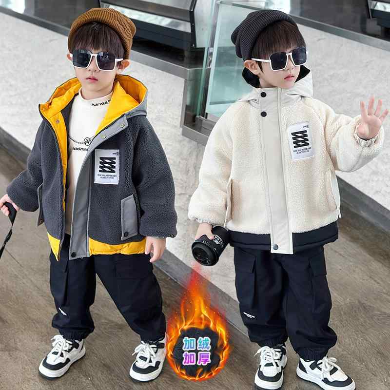 子供服 男の子 ボーイズ フリースジャケット フード付き 厚手 暖かい 秋冬 防寒 軽量 通学 お出かけ アウトドア キッズ