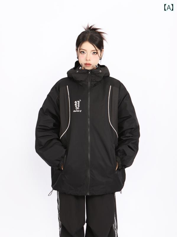 ウィンドブレーカー スキー ウェア 冬 防風 防寒 フード付 ジップアップ ジャケット アウター パーカー..