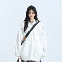 パーカー おしゃれ レディース メンズ ユニセックス 黒 白 オーバーサイズ ジッパー ポケット プルオーバー カジュアル 長袖 秋 ブラック ホワイト アウト...