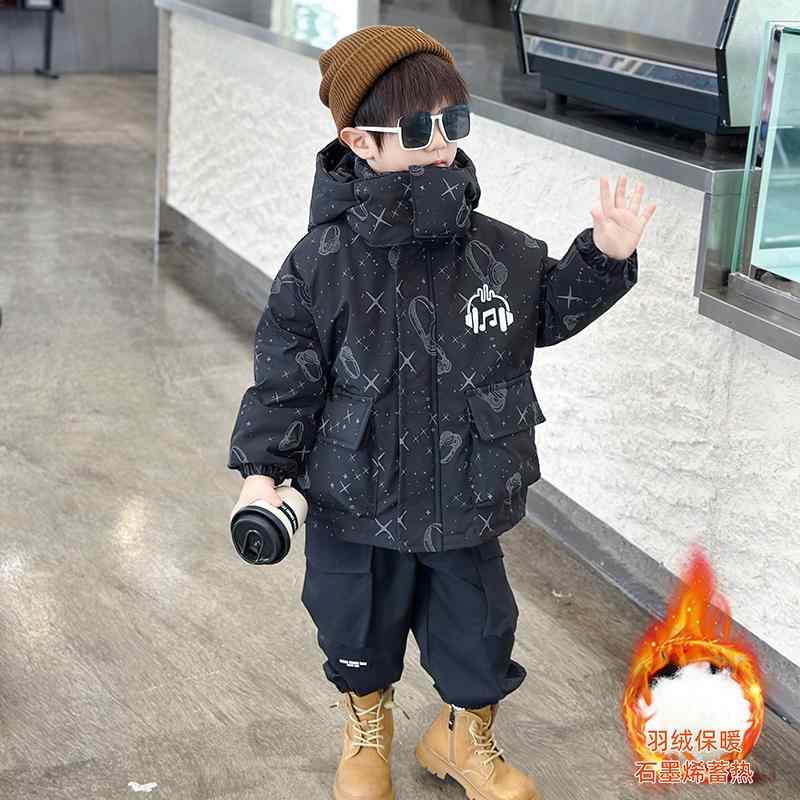 ダウンジャケット アウター 子供服 男の子 ボーイズ フード付き ホワイトダックダウン ミドル丈 厚手 ..