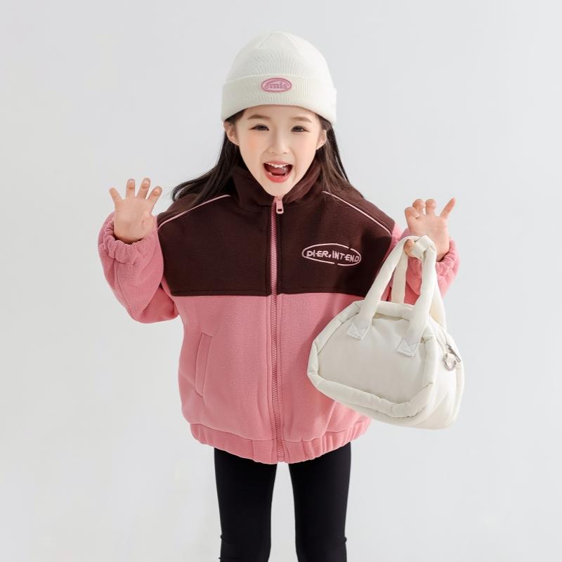 子供服 女の子 ガールズ フリースジャケット ジャンバー スタンドカラー 秋冬 厚手 カジュアル デイリーユース 通園 通学 レジャー 休日 キッズ