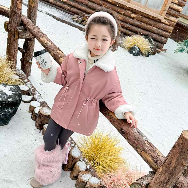 子供服 女の子 ガールズ レザージャケット フェイクレザー フリース裏地 厚手 秋冬 カジュアル 多機能 通学 レジャー 休日 キッズ