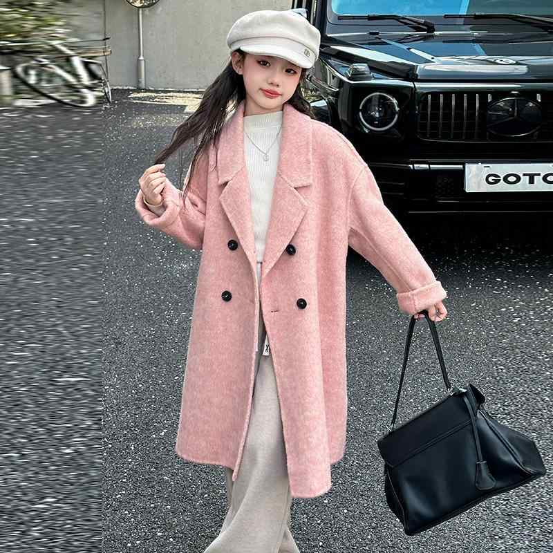 子供服 女の子 ガールズ コート ロングコート ウールコート 秋冬 おしゃれ スタイリッシュ 通学 ショッピング 休日 キッズ