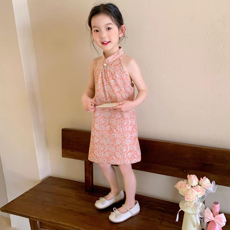 子供服 女の子 ガールズ ドレス チャイナドレス 花柄 パーティードレス 夏 結婚式 お呼ばれ エレガント ロマンティック 華やか