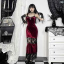 ゴシック ワンピース レディース ドレス ロリータ 花柄 レース ガーリー ノースリーブ ハイウエスト 秋 ハロウィン コスチューム バンパイア 仮装 ロング ...