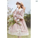 ロリータドレス クラロリ ワンピース チュールスカート フリル リボン ピンク ブルー 長袖 春秋 プリンセス お姫様 ドール フリフリ フェミニン シフォン ...