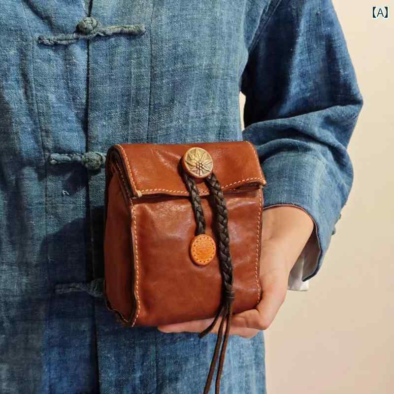 メンズ レディース 革製品 小さい トーストバッグ 収納 クラッチバッグ 折りたたみ 植物タンニンなめし ソフトレザー レジャー 普段使い 重厚感のサムネイル