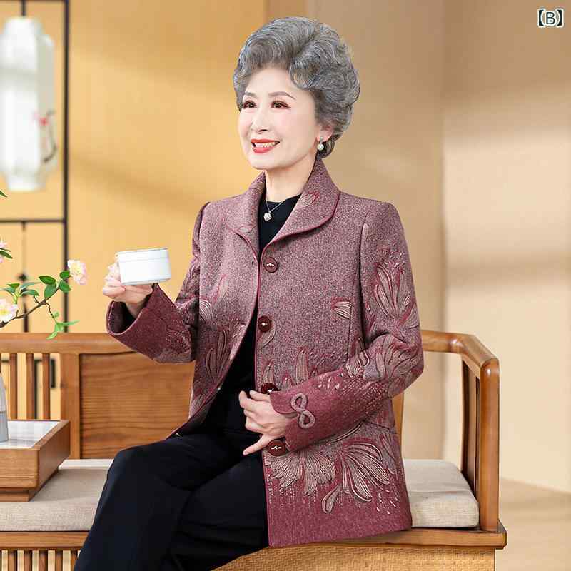 コート パンツ セット 高齢者 レディース シニア ファッション コート ジャケット カーディガン おばあちゃん スタイル ボタン 大きいサイズ 薄手 長袖 アウターウェア エレガント おしゃれ デイリー使い ゆったり la-graine-11107364 ラ・グラーヌ サンプル画像3