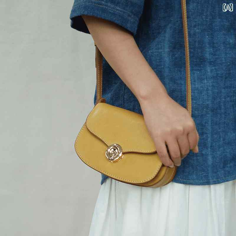 ショルダーバッグ コンパクト レディース ファッション 革製品 クラシック クロスボディバッグ サドルバッグ 牛革 レザー シンプル エレガント デイリー使い レジャー