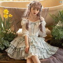 クラロリ 姫ロリ ワンピース トップス スカート フローラル ドレス ガーリー レディース 秋夏春 2点セット ロリータ プリンセス 結婚式 リボン 長袖 ショ...