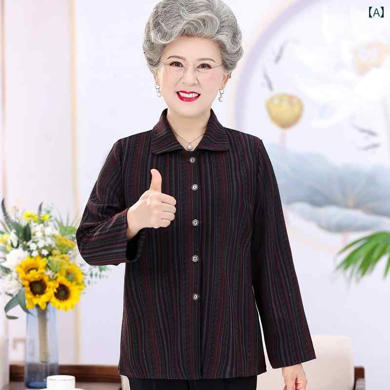 おばあちゃん 春秋 レディース 薄着 上品 母親 長袖 シャツ ズボン セットアップ 高齢者 シンプル カジュアル 柔らかい