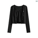 レディース トップス ニットカーディガン ジャケット 女性 v ネック ショート キャミソール 2 点 セット おしゃれ きれいめ