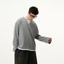 メンズ レディース Tシャツ トレーナー 長袖 オーバーサイズ 春秋 モダン カジュアル ルーズフィット アーバン スタイリッシュ 通勤 通学 ユニセックス