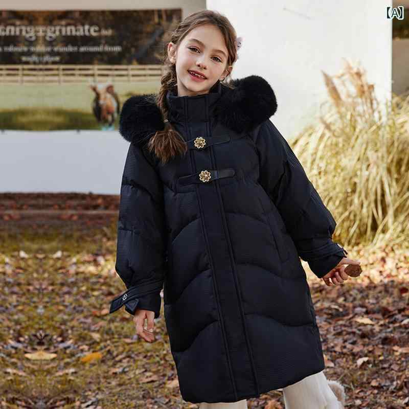 ダウンジャケット コート アウター キッズ 子供 おしゃれ ファッション 女の子 厚手 韓国 かわいい フード付き 防寒 スタイリッシュ 暖かい ガールズ