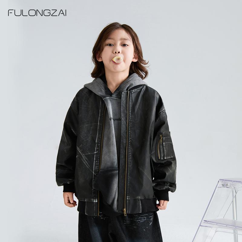 子供服 親子 男の子 女の子 ブルゾン ジャケット ジャンバー レザー風 ゆったり 軽量 春秋 おしゃれ カジュアル 通学 スポーツ レジャー アウトドア キッズ