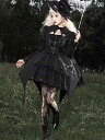 ゴスロリ ドレス ハロウィン ダーク レディース コスチューム 仮装 リボン チャーム コスプレ パーティー ブラック ショート 長袖 黒