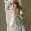 ロリータ 2点セット サスペンダースカート コスチューム 仮装 レディース リボン 花 かわいい ガーリー コスプレ ハンドウォーマー