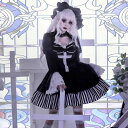 コスプレ ゴスロリ ダーク ゴシック 長袖 ミニ ワンピース ロリータ ドレス 春秋 黒 ブラック フレア 傘 スカート シック コスチューム コンカフェ イベ...